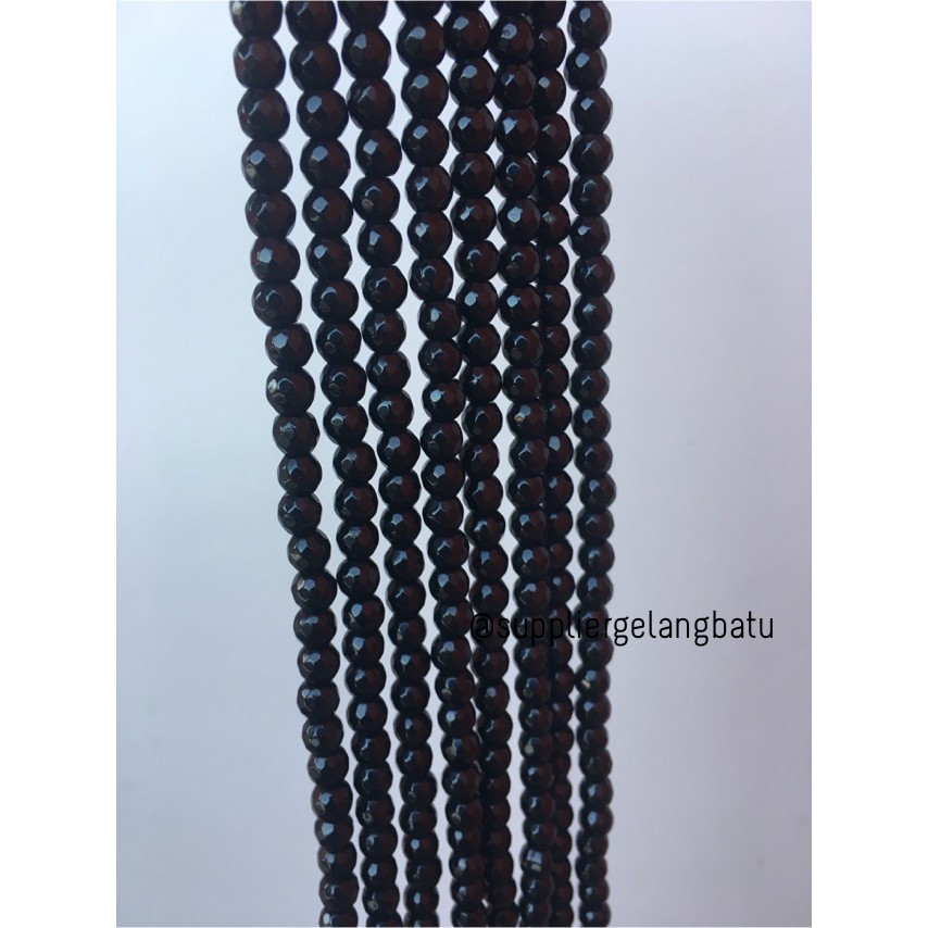 Batu black onyx FACET 6mm CUTTING bahan gelang kalung akik hitam asli aksesoris fashion perkakas