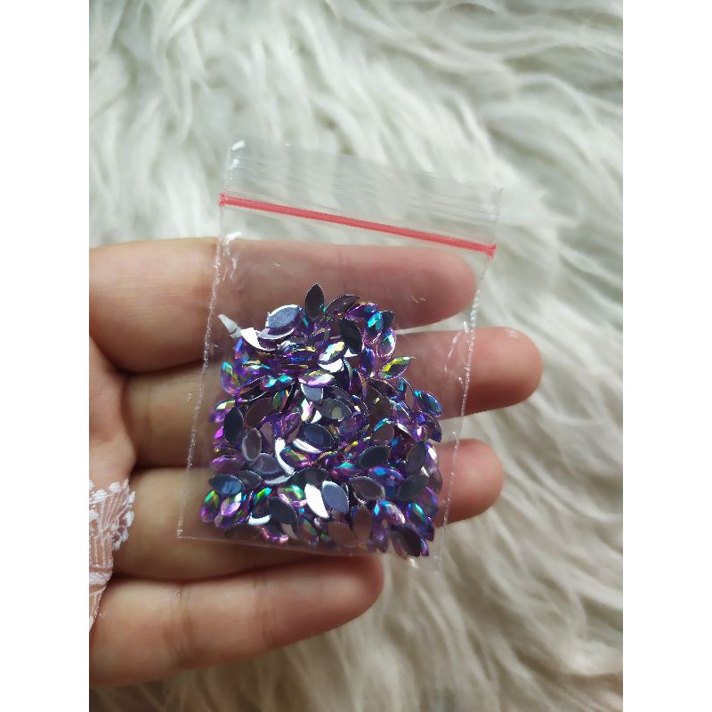 GEMS RUNCING UNGU VIOLET KILAU AB 3x6mm AKSESORIS HENNA JANNATI NAIL ART GEMSTONE HENNA RHINSTONE