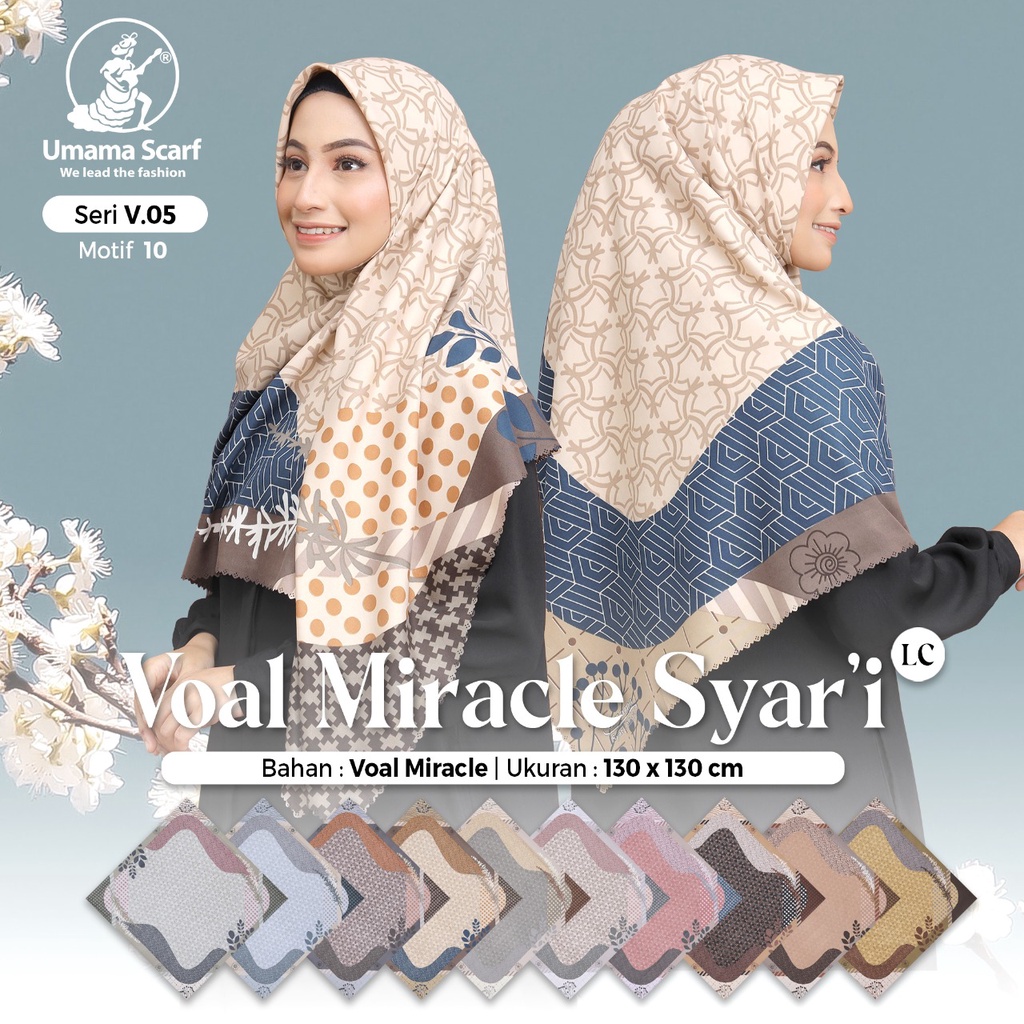 Kerudung Segiempat Basic Voal Miracle Motif Syar'i By Umama Hijab Segi Empat Motif Jumbo Nayla Hija'b