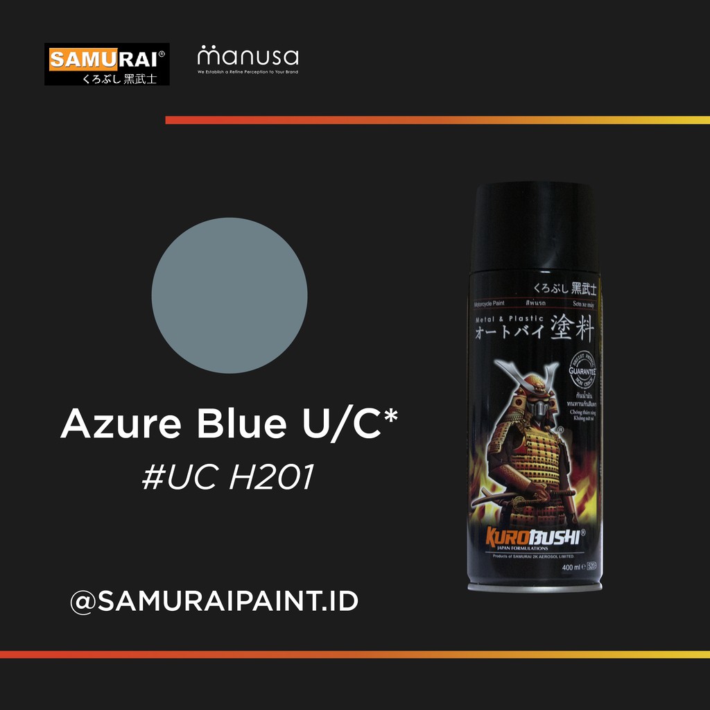 Cat semprot samurai paint Azure Blue U/C UCH201 Cat Aerosol Kualitas Kompresor