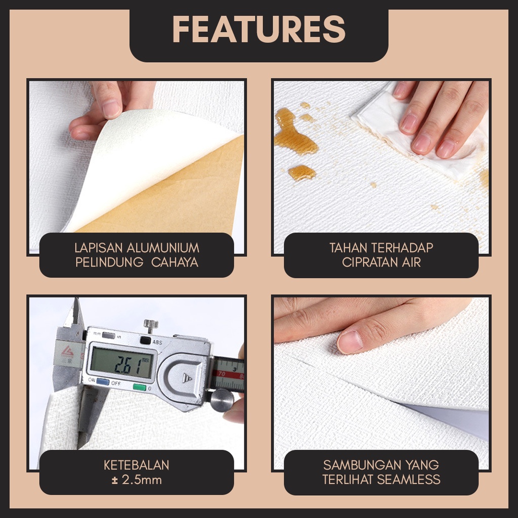 WALLPAPER LINEN ROLL 3D XPE FOAM | MOTIF KULIT JERUK | WALLFOAM STICKER