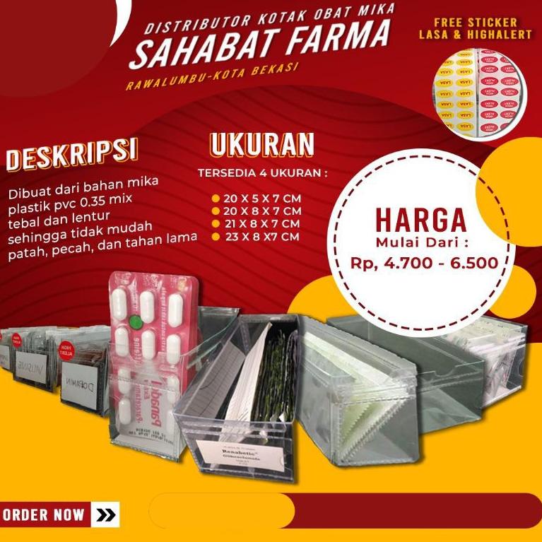 

Kotak obat mika apotek 21x8x7cm paket 50 pcs WZF7K8033