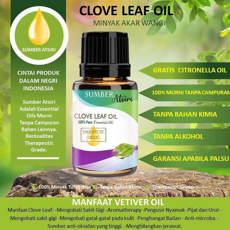 SUMBER ATSIRI | Minyak daun cengkeh (clove leaf oil) essential oil, aromatherapy, aromaterapi,5 ml
