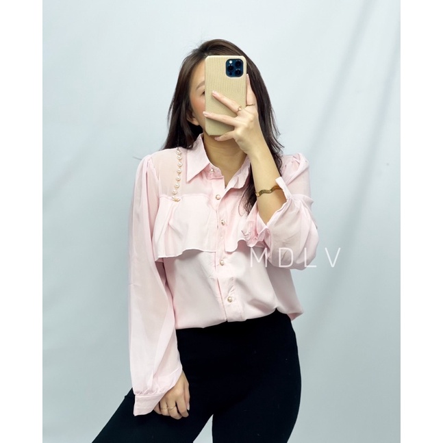 MDLV ~ 7841# Pjg Elaine Layered Long Sleeve Shirt Kemeja Import Fashion Import
