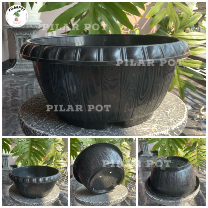 Pot bunga tanaman bonsai lovenia PBG 1027 HITAM 28cm - LOVENIA PBG1027 HITAM