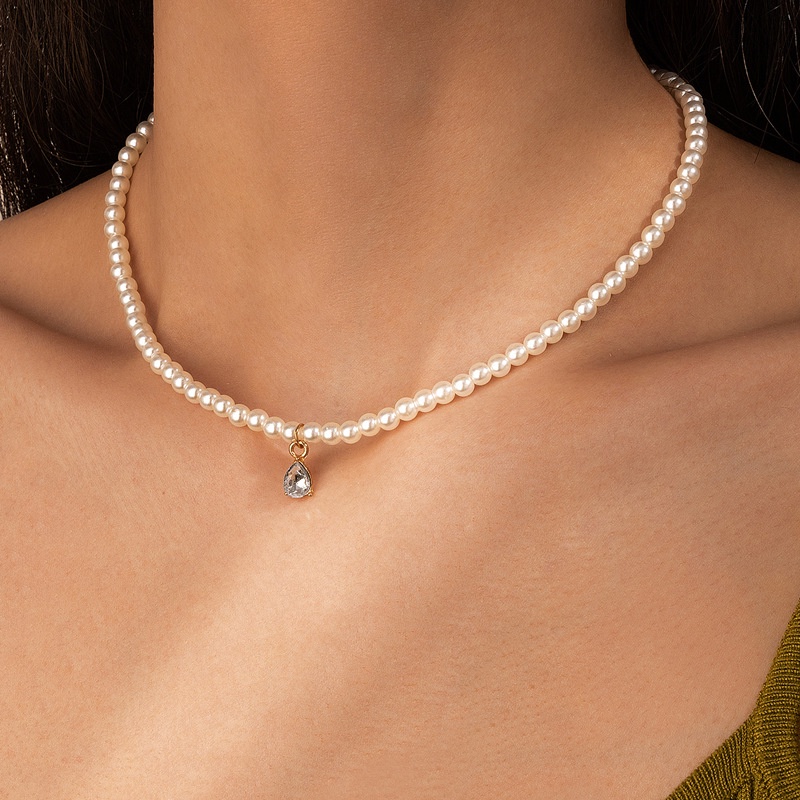 Kalung Rantai Klavikula Hias Mutiara Imitasi Gaya Korea Untuk Wanita