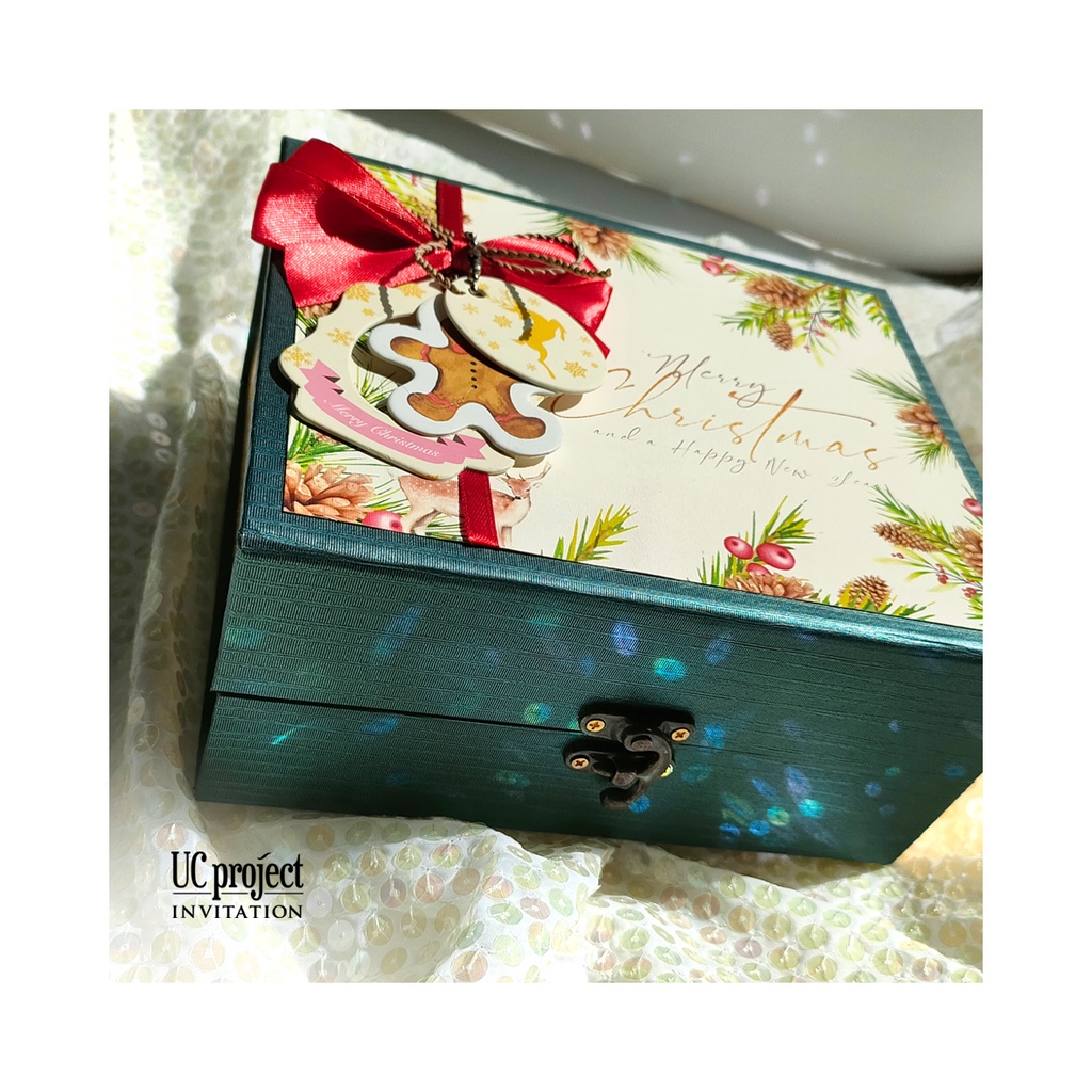 

Packaging Hampers Kotak Hardbox Christmas Natal 17,5x15,5x8cm - Hijau (tanpa toples) C