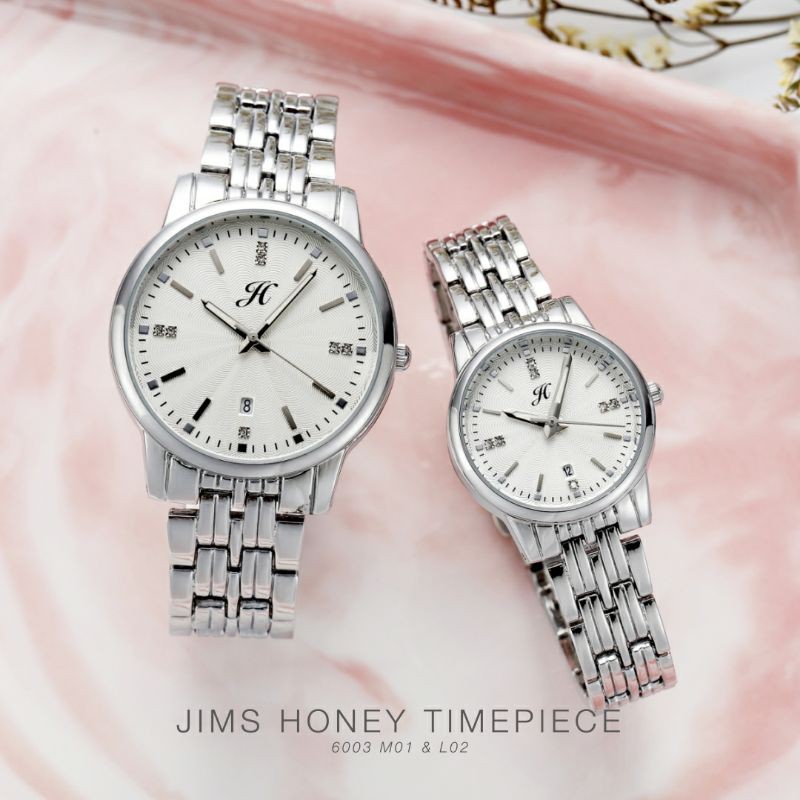 JAM TANGAN COUPLE 6003 JIMS HONEY ORI QUARTZ WATCH WATERPROOF PRIA WANITA IMPOR ELEGAN BOX KAYU