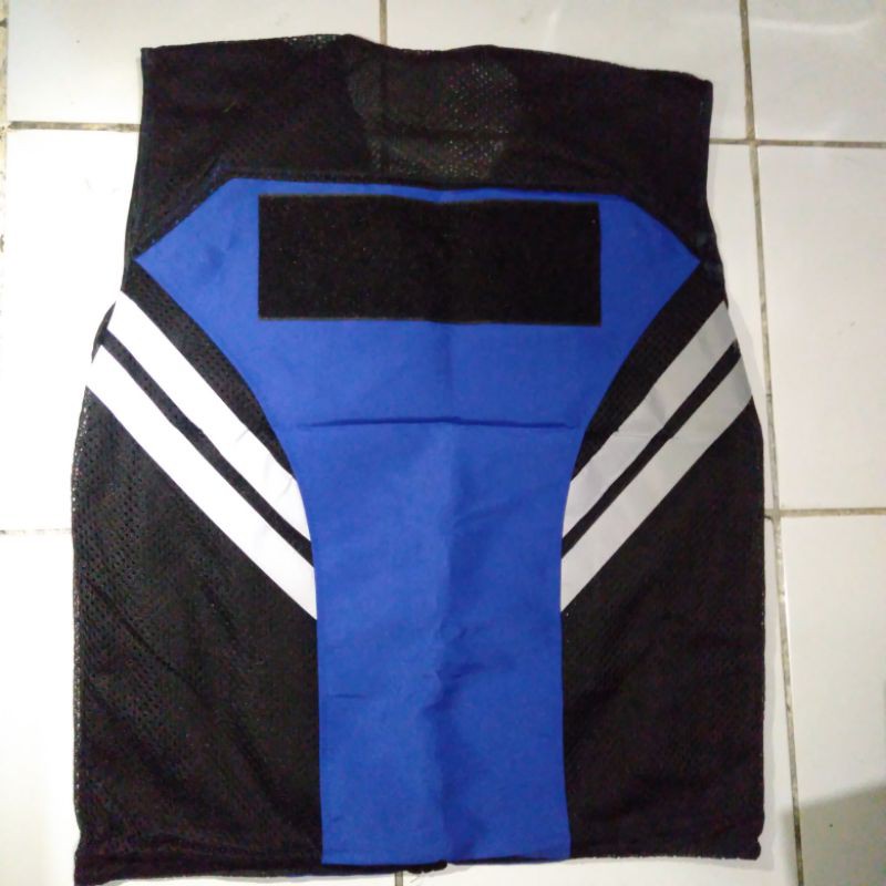 ROMPI SAFETY BIRU HITAM BAHAN TASLAN SAMPING JARING FREE LOGO K3 BENDERA