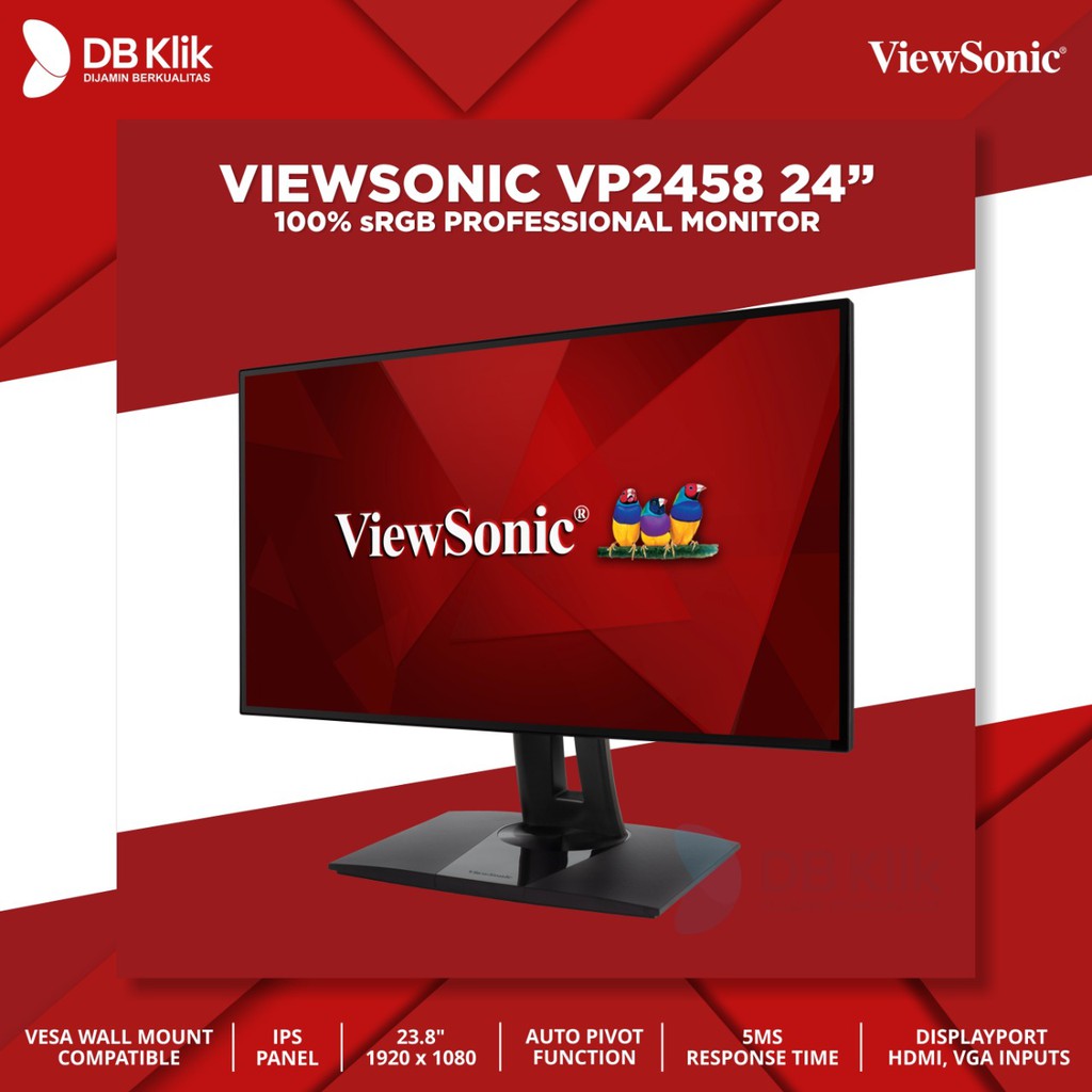 LED Monitor Viewsonic VP2458 23.8 Inch Full HD HDMI Display Port