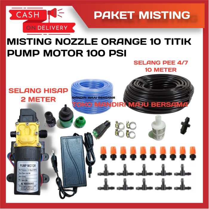 Paket Pompa Embun / Kabut / Misting 10 Titik Hidroponik / Walet