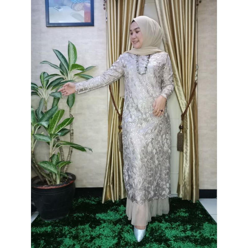 (COD)GAMIS BROKAT FULL TILLE/GAMIS PESTA MEWAH