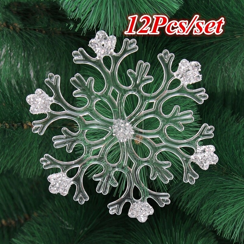 2pcs Liontin Desain Snowflake Bahan Akrilik Untuk Digantung Pada Pohon Natal