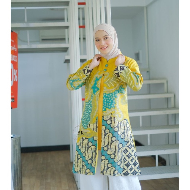 Tunik Batik Wanita Modern Atasan Batik Kerja Wanita Jumbo