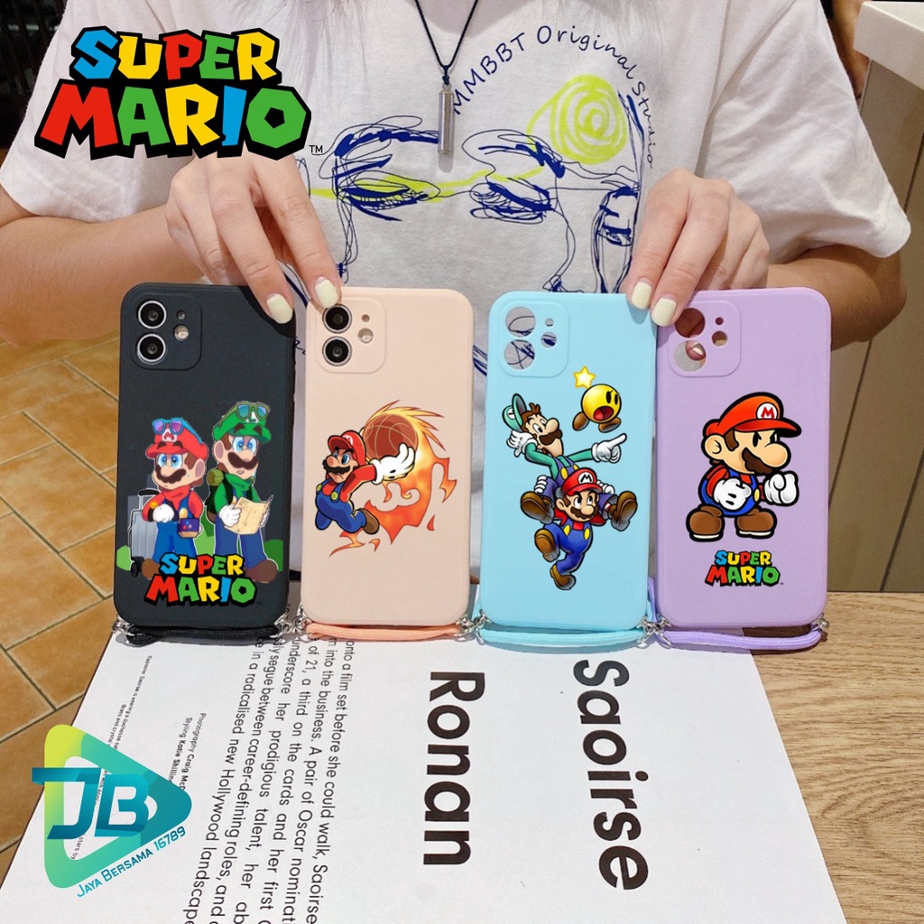 SOFTCASE SILIKON SLINGCASE TALI LANYARD STRAP PHONE MACARON PELINDUNG KAMERA SUPER MARIO OPPO VIVO SAMSUNG XIAOMI REALME IPHONE ALL TYPE JB5527