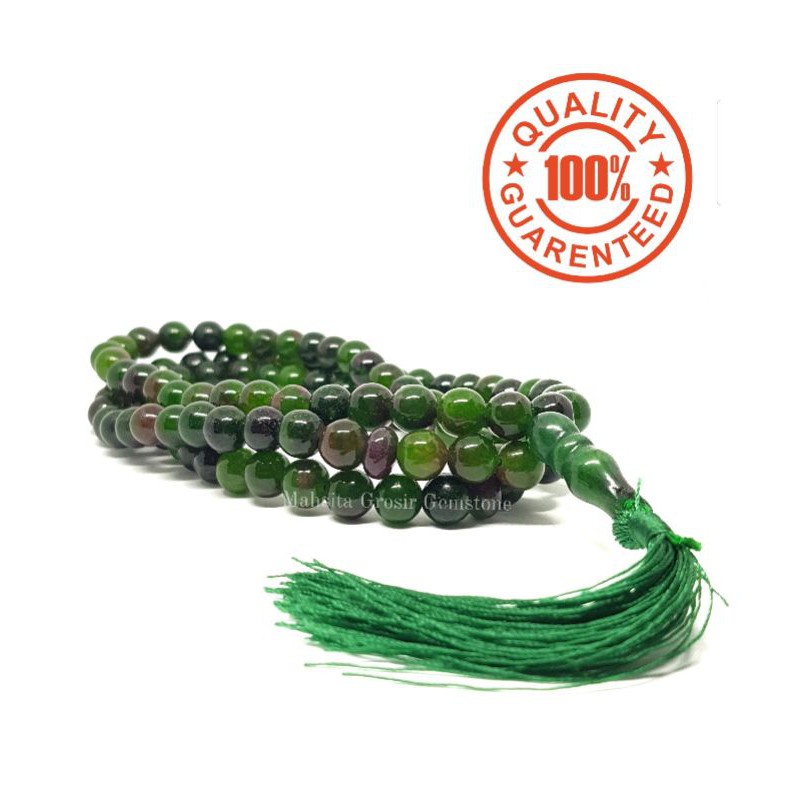 Tasbih Batu Natural Giok Green Tanzania Gradasi 8mm 99 Butir