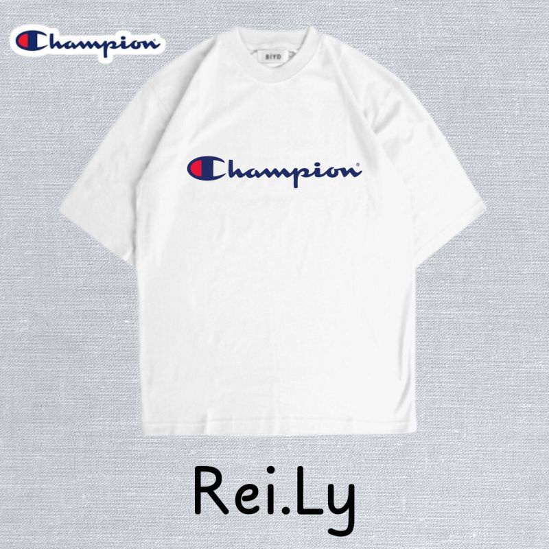 KAOS T-SHIRT CHAMPION - Baju Distro Simple Original Kekinian Hits / PUTIH / DEWASA / PRIA / ROCK / W