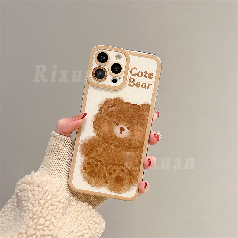 Soft Case TPU Motif Kartun Beruang Coklat Untuk Samsung S22 Plus S21FE S21Plus S21Ultra S20 S20FE Note 20 Ultra Note20