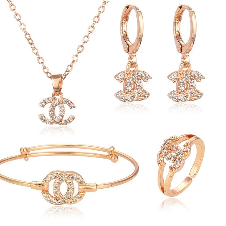 ` LYM HYL JEWELRY  Set Perhiasan Titanium Anak Wanita Anti Lapis Emas Karat Isi Love  Dan Tidak Lunt