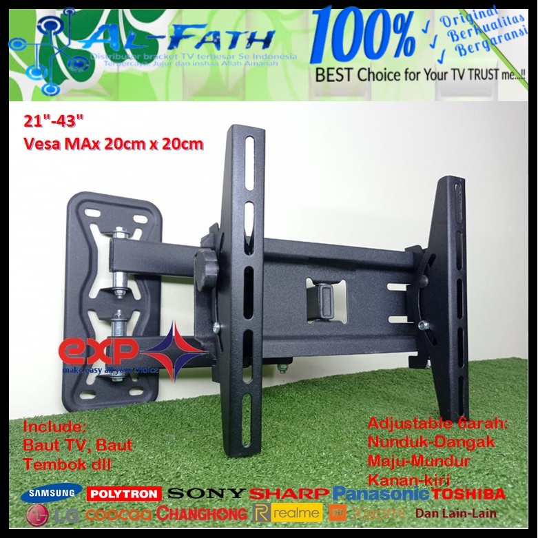 Bracket TV SONY 14 s/d 43 inch 6 ARAH FULL BESI SUPER KOKOH GARANSI 100% ORI