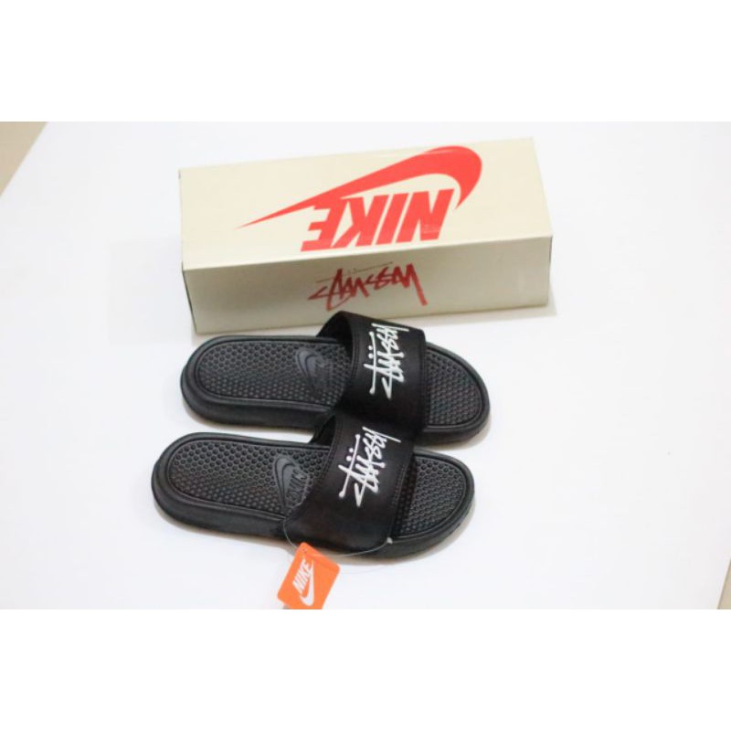 Sandal Slide Nike Benassi X Stussy Black Varcity White Sendal Slop Benasi Original BNWB