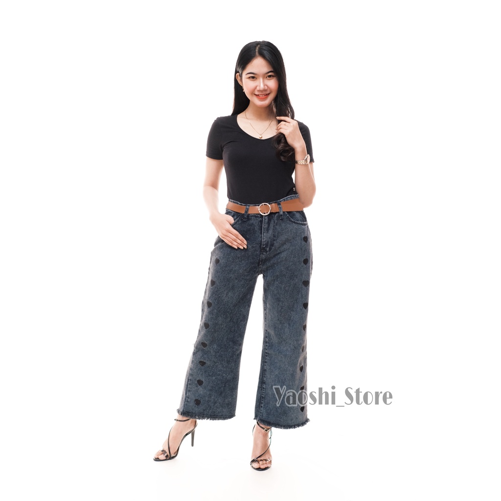 HIGHWAIST JEANS WANITA// KULOT LOVE RAWIS