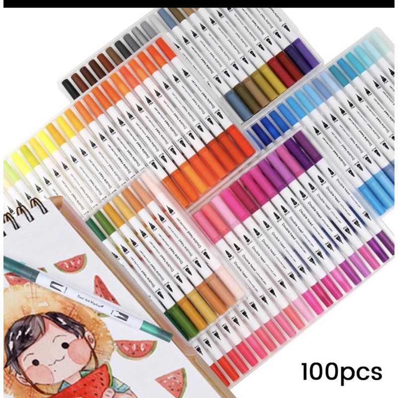 

100 color full dual brush pen magicfly tip spidol brush pen