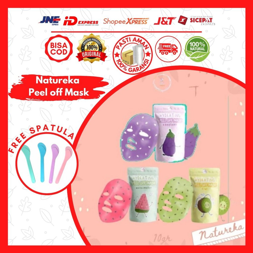 [RESS RESMI] NATUREKA PEEL OFF MASK - HYDRATING MASK- MASKER PEELOFF - semangka kiwi eggplant