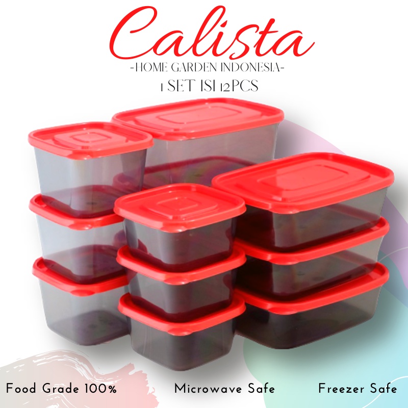 TOPLES PLASTIK SET TEMPAT KOTAK PENYIMPAN MAKANAN BUMBU DAPUR FOOD CONTAINER CALISTA RUMOI SMOKE 12P