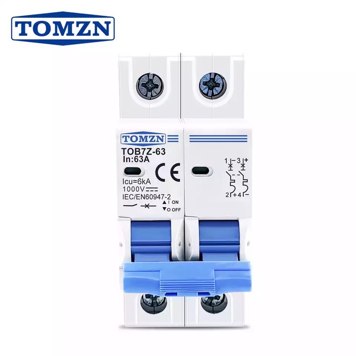 Mcb Dc 10A 2P Dc 1000V Solar Circuit Breaker Mcb Untuk Sistem Pv