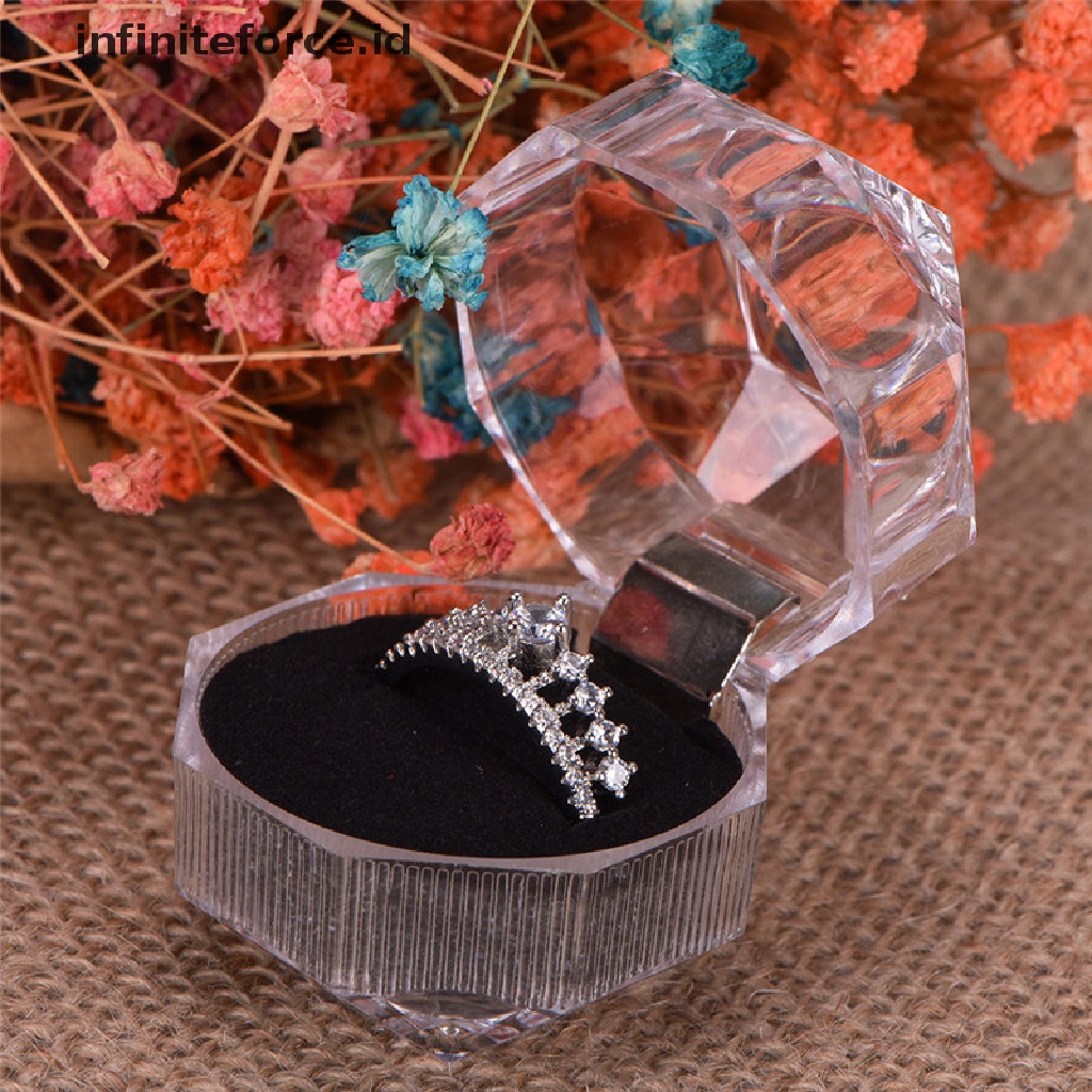 Kotak Holder Cincin Bahan Akrilik Transparan Untuk Hadiah Pernikahan