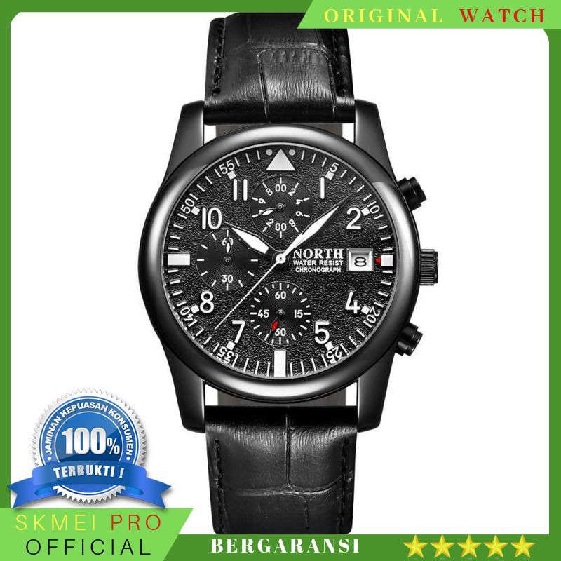 ORIGINAL WATCH NORTH Jam Tangan Analog Kasual Leather Strap - 7718 BERGARANSI