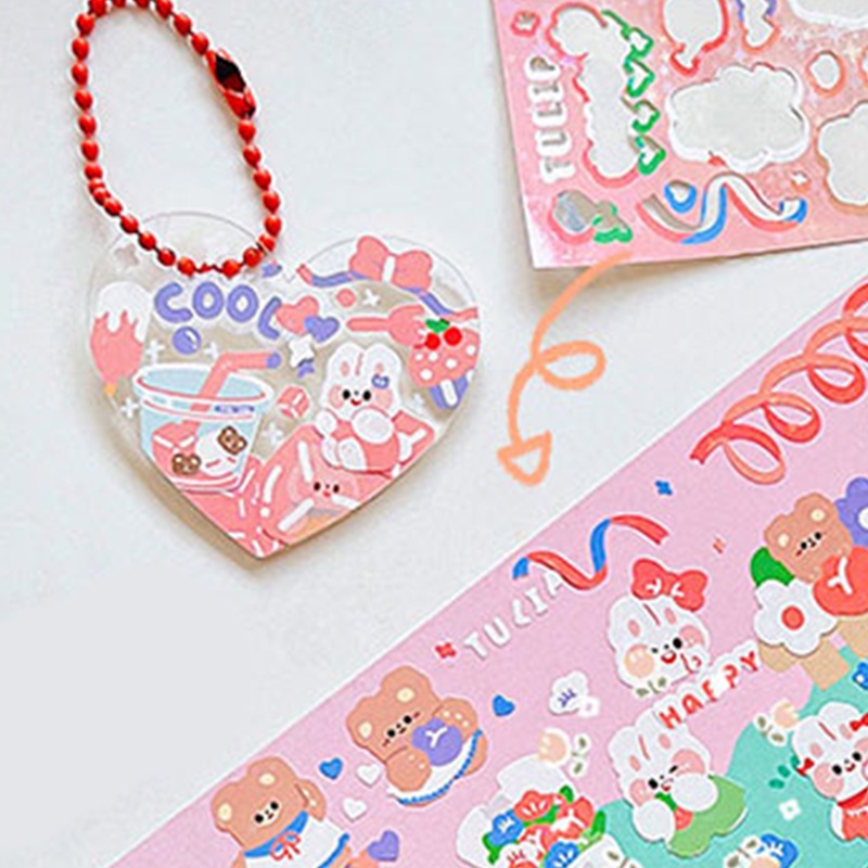 2 Lembar Stiker Glitter Motif Kartun Lucu Untuk Dekorasi DIY