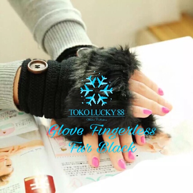 IMPORT Glove Fingerless Fur Sarung Tangan Winter Musim Dingin Bulu Lembut Fingerless Fur