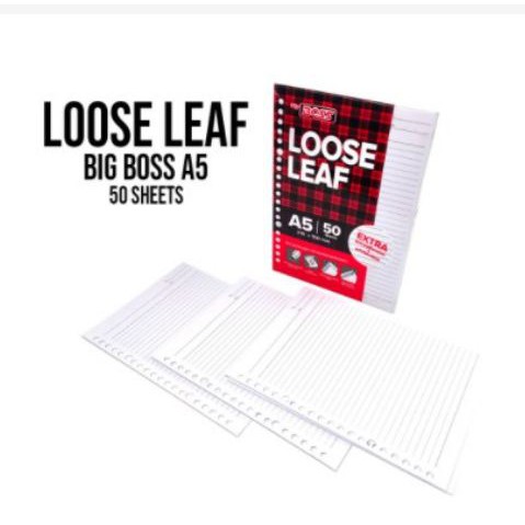 [KERTAS]-Loose Leaf Garis - 50lembar / kertas loose leaf / Kertas Loose Leaf BIG BOSS A5 / B5 - 50 lbr