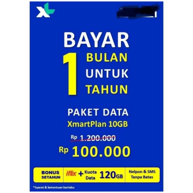 Kuota Xmart Plan 10 120Gb Pertahun XL