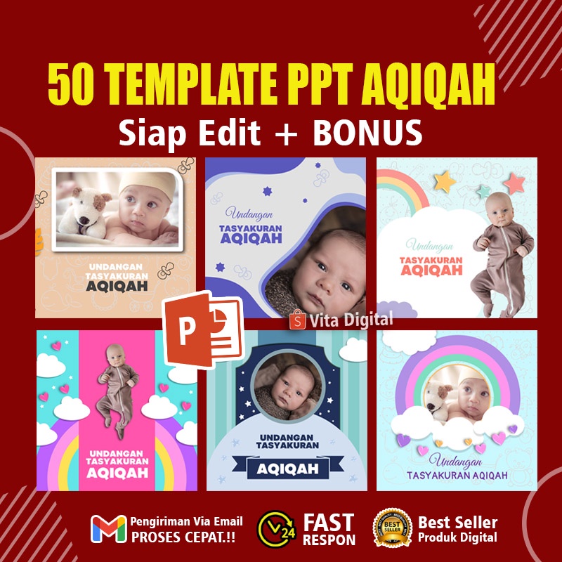 50+ PPT Template Aqiqah Undangan Digital + Bonus Premium