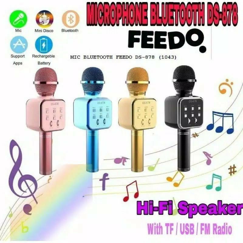 MIC J L20 LED NEW MICROPHONE MIC DS 878 SPEAKER BLUETOOTH KARAOKE WIRELESS SMULE , JOOX , KARAOKE kualitas bagus