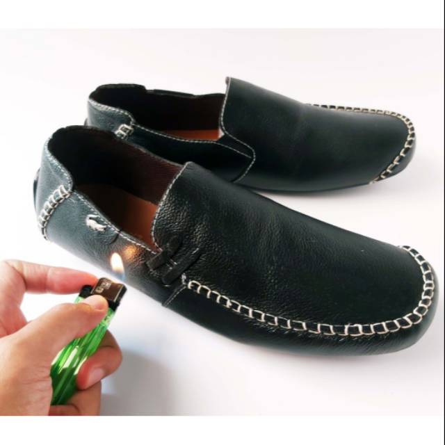 ENOZ X ZARCO - SEPATU SLIP ON KULIT ASLI HITAM RAJUT SEPATU SLOP SELOP KASUAL SANTAI JALAN PRIA LAKI COWOK MURAH CASUAL NYAMAN MODIS