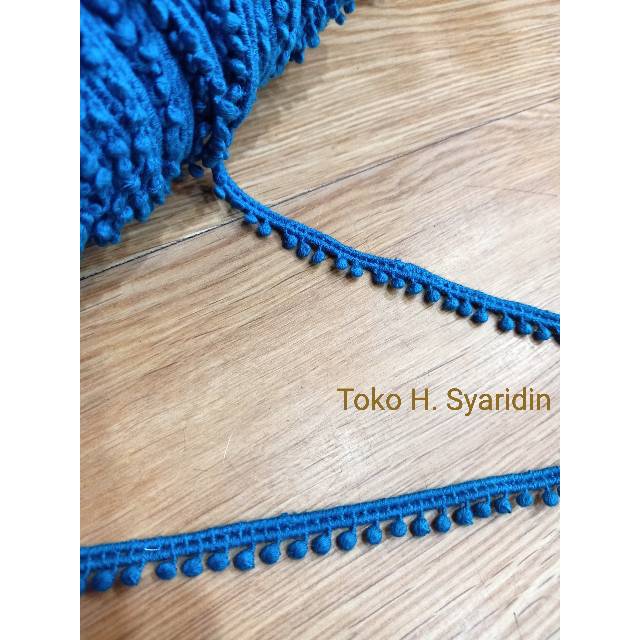Renda pom pom kecil Biru tosca Meteran