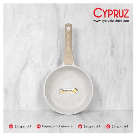 CYPRUZ White Granite DieCast Fry Pan 20 cm Wajan