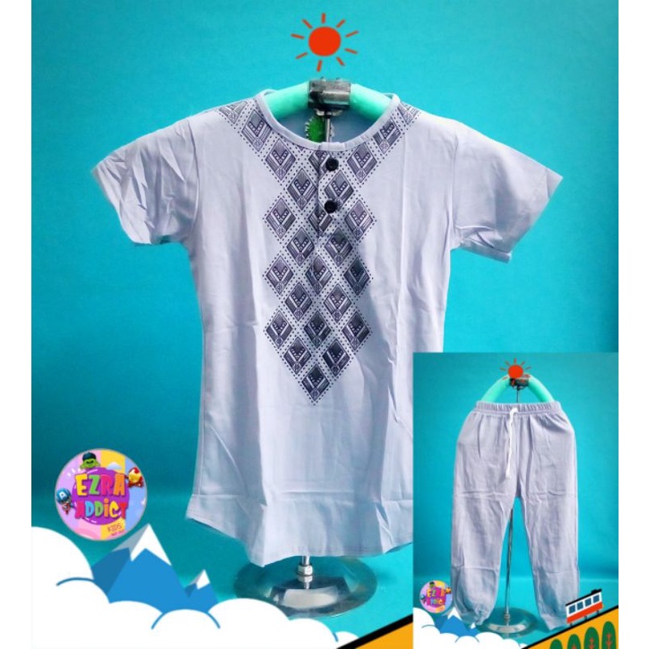 TERMURAH - Umur 2 3 4 5 6 7 8 9 10 11 tahun - Ori Koko Kurta Sablon Pineapple - Abu Muda - Bahan Cot