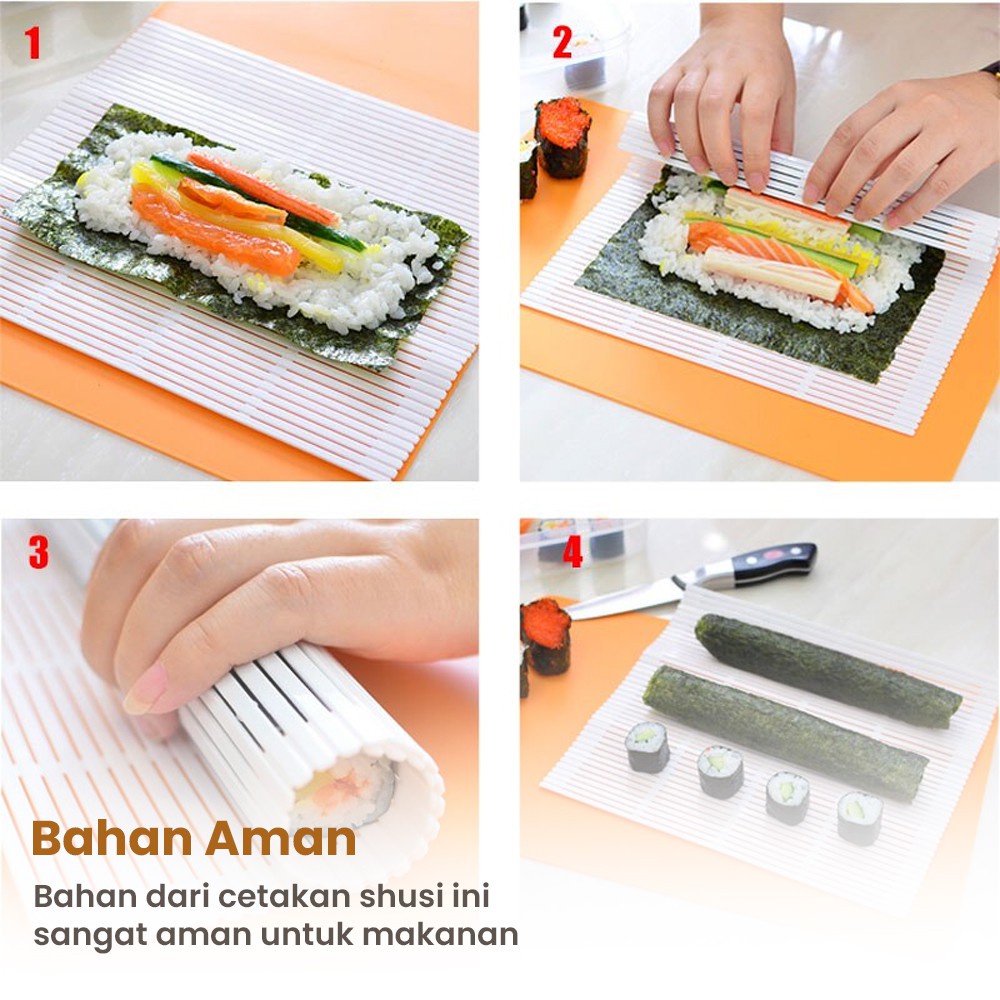 SUSHI ROLL MAKER / Cetakan Gulungan Sushi Roll Maker Sushi Roller Alat Pembuat Sushi Tikar Bamb ORiI