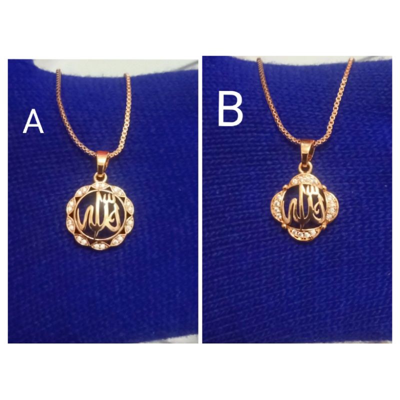 SB44. Kalung xuping wanita lapis emas dgn mata zircon UK 45 cm itali model lafadz Allah