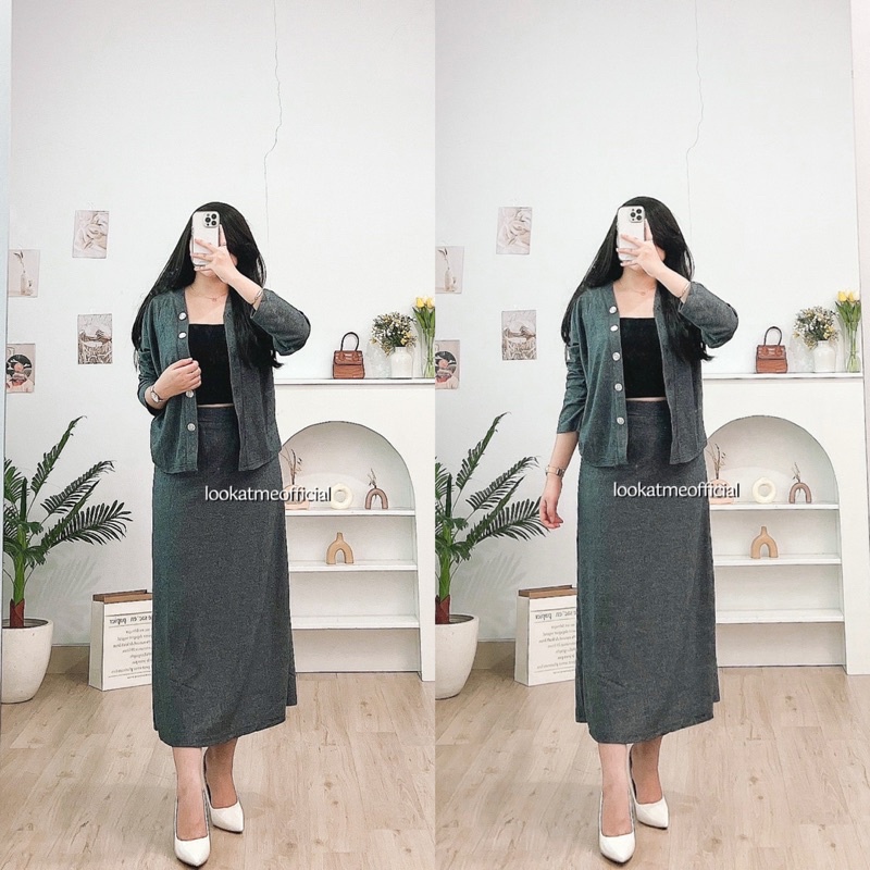 lookatmeofficial • Nagita Set ~ Cardi + Skirt Korean Look Premium