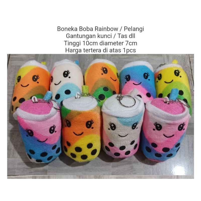 Gantungan Kunci Boneka Boba Pelangi / Boneka capit / Boneka Boba