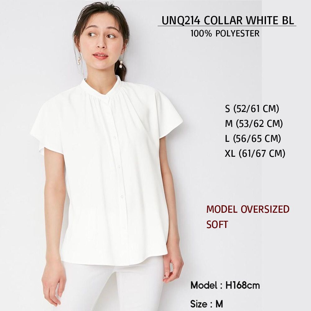 Blouse Wanita Oversized Lengan Pendek (UNQ214 COLLAR BLOUSE)-4