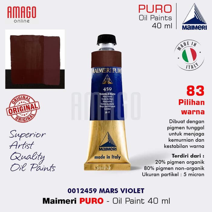 

Cat Minyak Lukis MAIMERI Puro - Oil Paint - Mars Violet - 40ml - M0012459