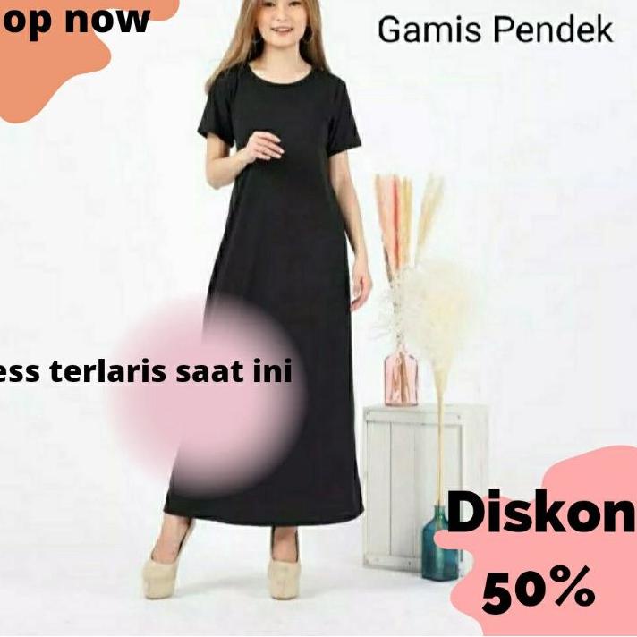 LANGSUNG ATC.. Inner Span Dress Lengan Pendek Size S M L XL XXL LD 92 98 104 110 120 Jumbo Long Iner