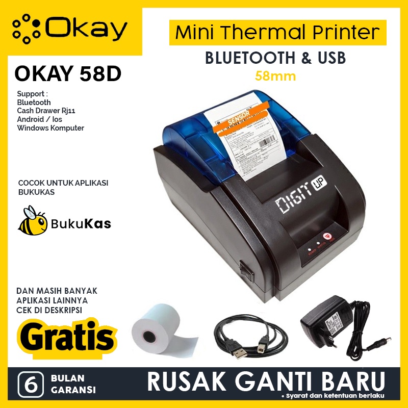 PRINTER BLUETOOTH MINI PRINTER THERMAL 58MM OKAY 58D PRJ-58D KASIR PPOB POS printer termal-6
